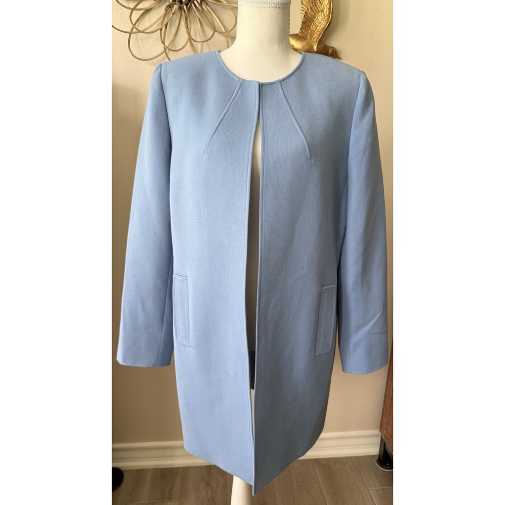 Tahari Arthur S Levine Powder Blue Open Front Blazer Jacket Womens L XL